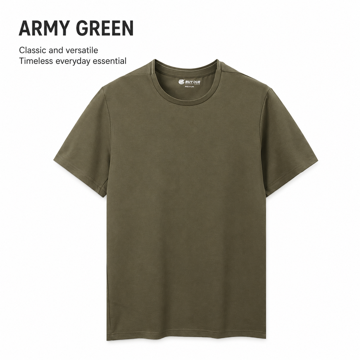 SUOYUE Summer Lightweight Outdoor Couples Solid-Color Breathable Cotton Short-Sleeve T-Shirt Green